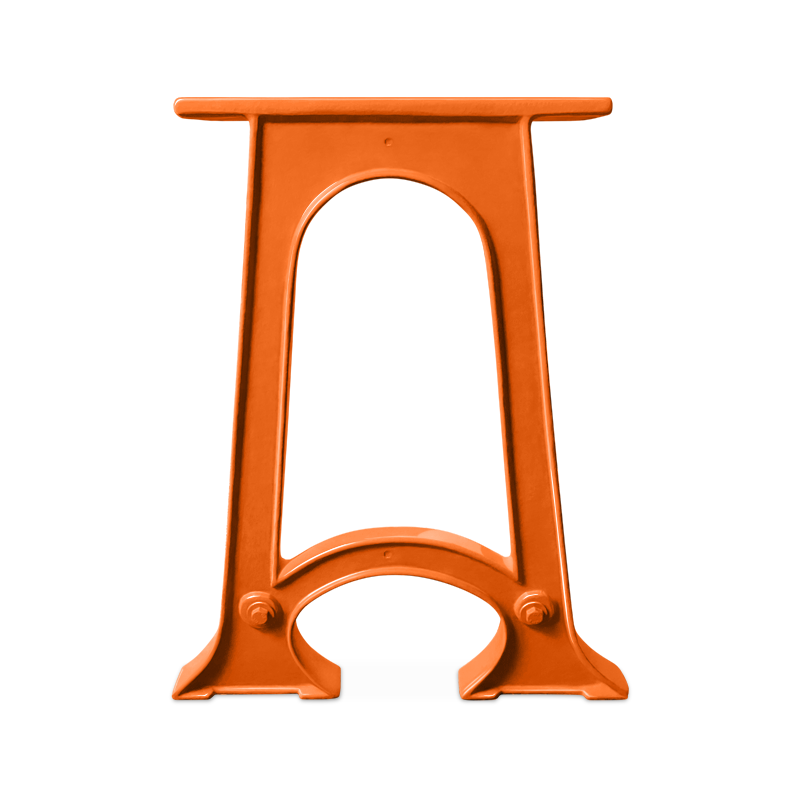 Graphic showing individual Colpop cast iron table leg in Orange powdercoat finish