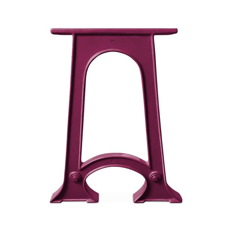 Graphic showing individual Colpop cast iron table leg in Deep purple powdercoat finish