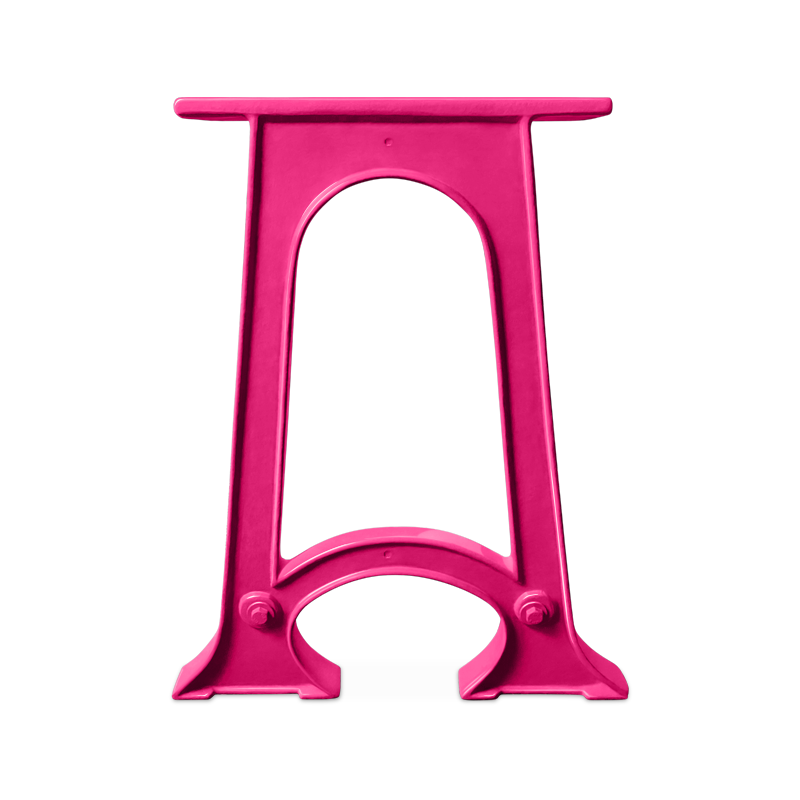 Graphic showing individual Colpop cast iron table leg in Hot Pink powdercoat finish