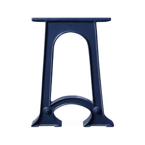 Graphic showing individual Colpop cast iron table leg in Sapphire blue powdercoat finish