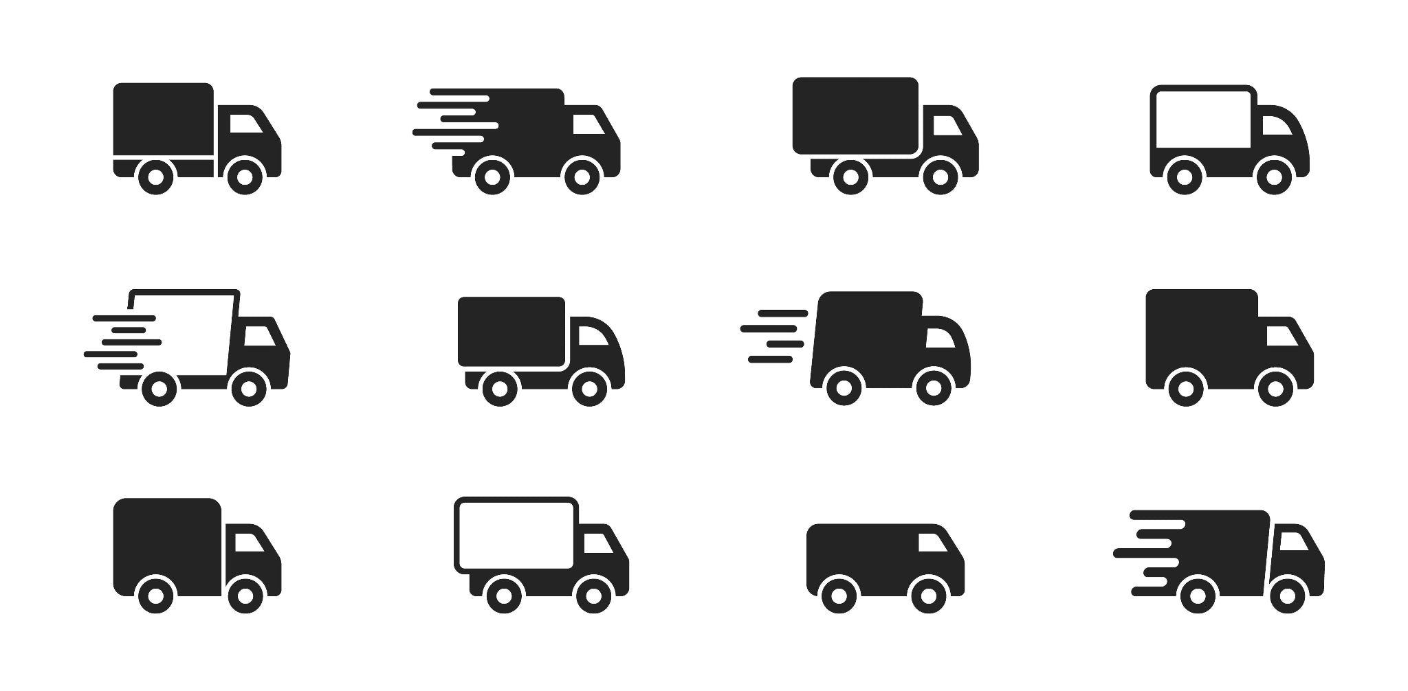 Different delivery van graphics racing across screen 